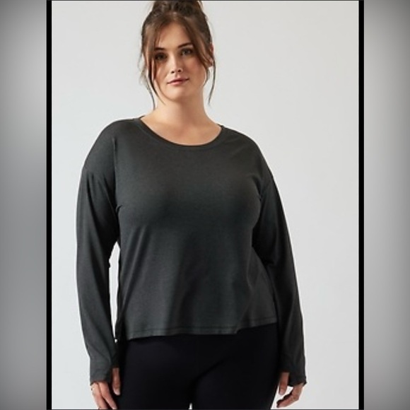 NWT Athleta Uptempo Elevate Top in Heather Black (Dark Gray) Size XL - Picture 1 of 7